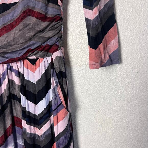 Maeve by Anthropologie Chevron Maxi Dress Multicolor Long Sleeve Small - Picture 8 of 11